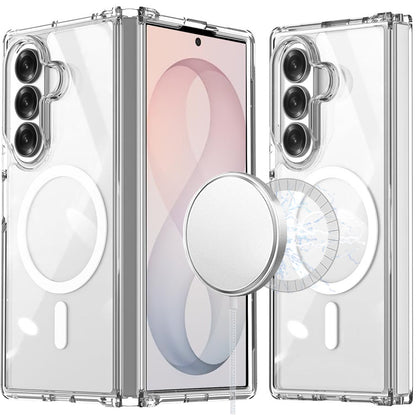 Phone Case for Samsung Galaxy Z Fold 8 Ultra Transparent Magnetic Back Hybrid Hard PC Soft TPU Slim Fit Reinforced Bumper Shock Absorbing Frame Cover Clear