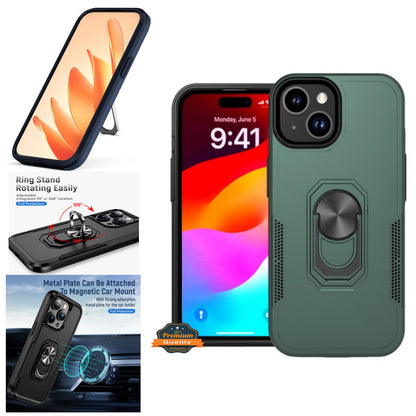 For Samsung Galaxy A16 Slim Hybrid Case with Ring Stand 360° Rotate & Magnetic Back Grip Kickstand Military Grade Shockproof Protector