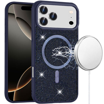 For Apple iPhone 17 Pro (6.3") Sparkly Diamond Bling Case Rhinestone Skin Hybrid with Magnetic Circle, MagSafe Compatible Case Cover