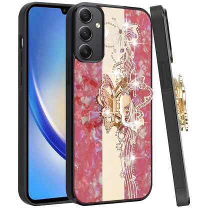 Diamond 3D Fashion Floral Glitter Engraved Luxury Bling Hybrid Shockproof Chrome Edge Protective Grip