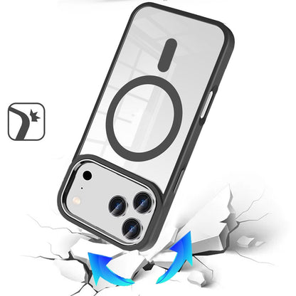Clear Acrylic Magnetic Circle Shockproof Hybrid Metal Button TPU Drop Protection Rugged Slim Durable Armor