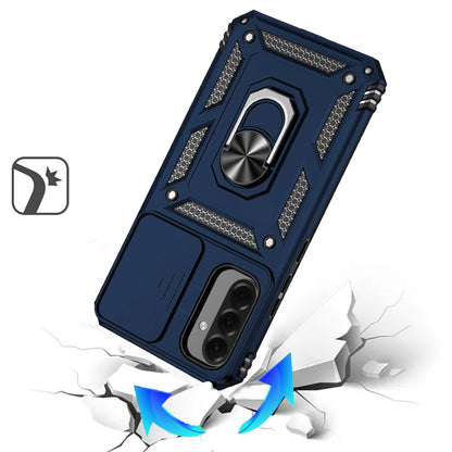 For Samsung Galaxy A57 Hybrid Ring Shockproof with 360° Rotate Ring Kickstand, Camera Lens Protection, Soft Edge Bumper Case Cover