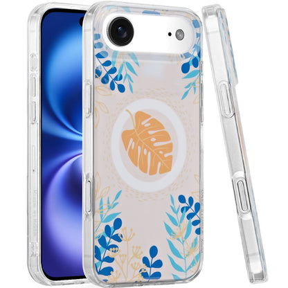 For Apple iPhone 17 Pro Max Stylish Pattern Fashion IMD Printed Design TPU Double Layer Slim Shockproof with Magnetic Back Case Cover Tropical Flowers