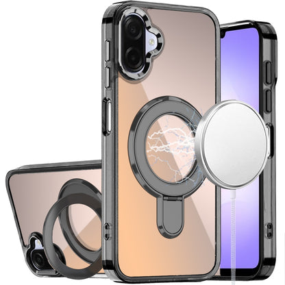 Phone Case for Samsung Galaxy A08 4G, A07 5G, A07 4G Chrome Magnetic Ring Stand Rotational Shockproof Hybrid Kickstand Metal Finish Rugged Drop Protection Armor Cover
