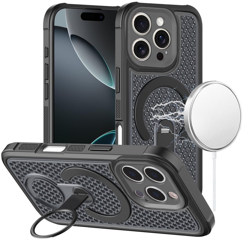 Phone Case for iPhone 16 Pro Max (6.9") Magnetic Honeycomb Hybrid Rugged Armor Kickstand Dual Layer Shock Absorbing Hard PC Soft TPU Cover