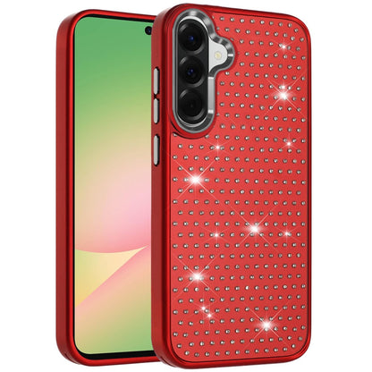 For Samsung Galaxy A57 Bling Diamond Metallic, Full Sparkle Chrome Edged Hybrid Protective Shockproof Case Cover