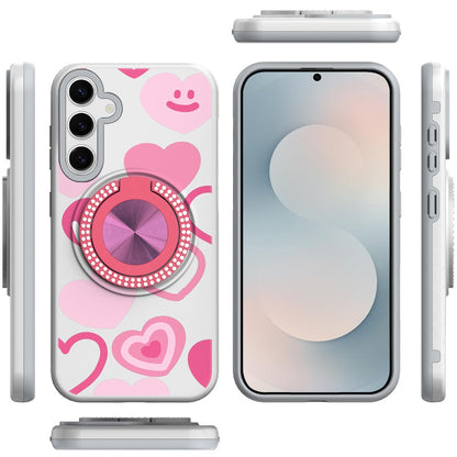For Samsung Galaxy S26+ / S26 Plus Pattern Design Hybrid with Invisible Ring Stand & Magnetic Back, Shockproof Protective Grip Case Cover