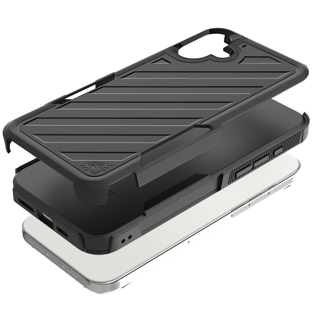 For Samsung Galaxy A16 5G Combo Hybrid lined with Belt Clip Holster Armor Shockproof Rugged Textured 2in1 Non Slip Tough Case Cover