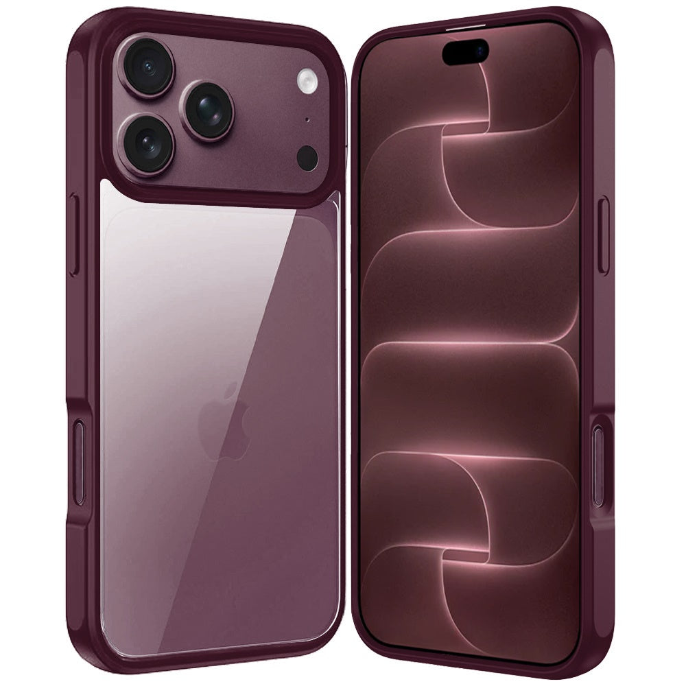 Phone Case for Apple iPhone 18 Pro/ iPhone 17 Pro Transparent Thick 2.0mm Hybrid Shockproof Rubber TPU Protective Slim Fit Grip Durable Clear HQ Design Cover Purple