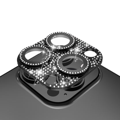 For Apple iPhone 16 Pro Max (6.9") Camera Lens Full Tempered Glass With Diamond Bling Glitter Rhinestone Lens Protective Case Cover
