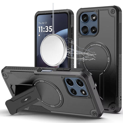 For Motorola Moto G Play 5G 2026 Magnetic Invisible Kickstand Holder with Magsafe, Slim Fit Shockproof Hybrid Military Grade Heavy Duty Case Cover