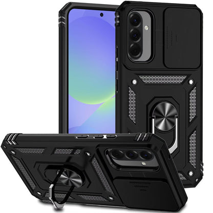 For Samsung Galaxy A37 Hybrid Ring Shockproof with 360° Rotate Ring Kickstand, Camera Lens Protection, Soft Edge Bumper Case Cover