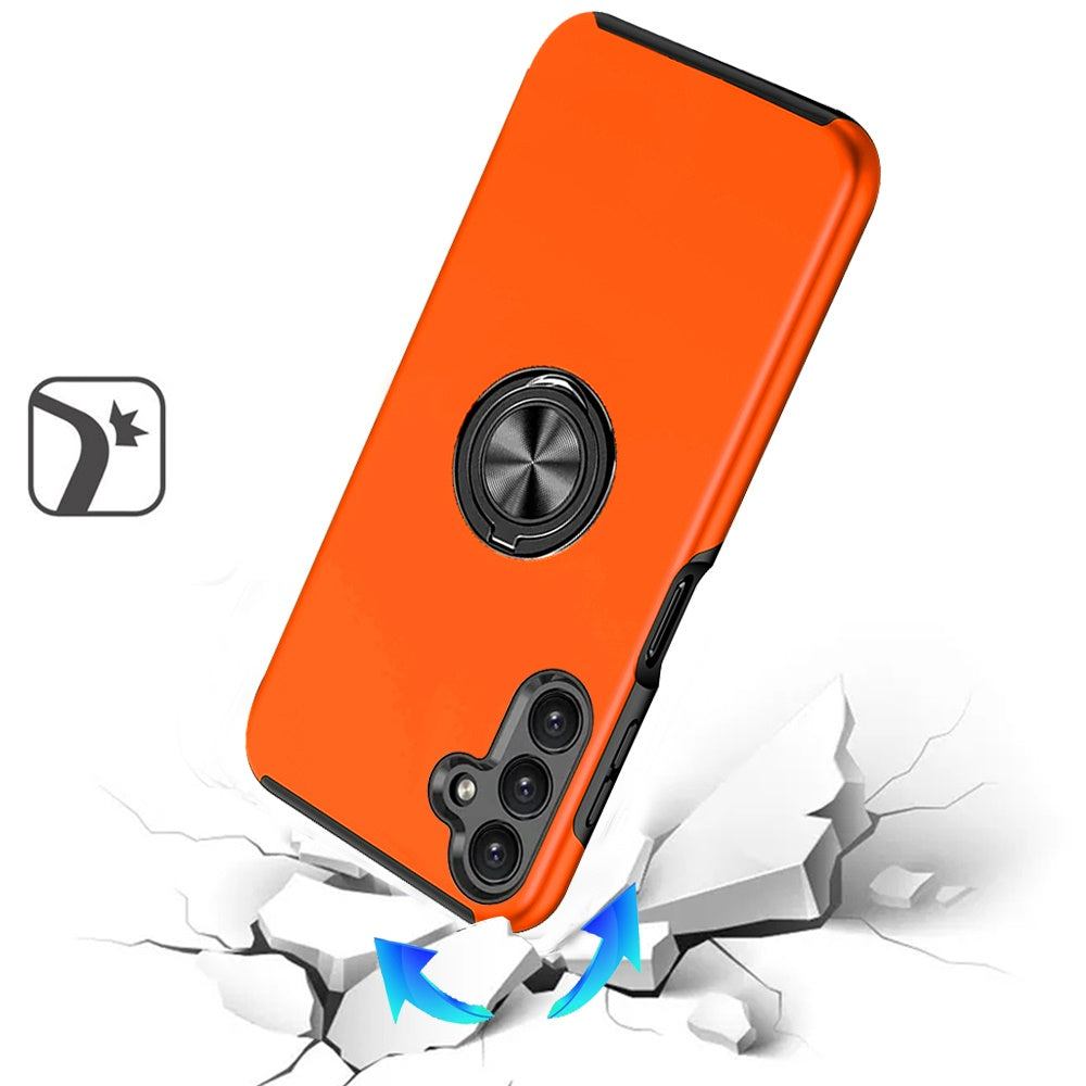 For Samsung Galaxy A17 5G Hybrid 360 Degree Rotatable Metal Invisible Ring Stand Holder Slim Fit Magnetic Car Mount Shockproof Case Cover Cosmic Orange