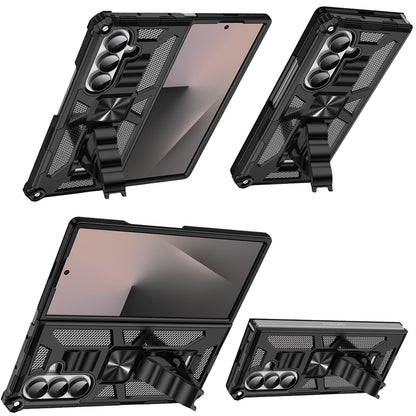 For Samsung Galaxy Z Fold 7 Hybrid Shockproof [Military Grade] Rugged Protective with Magnetic Car Mount & Invisible Stand Case Cover