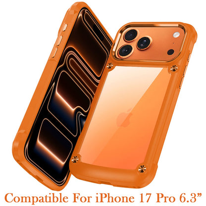For Apple iPhone 17 Pro (6.3") Tough Modern Fused Hybrid Armor Hard PC TPU Rubber Shockproof Drop Protection Impact Case Cover Cosmic Orange
