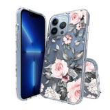 For Apple iPhone 15 Plus (6.7") Floral Patterns Design Clear TPU Silicone Shock Absorption Bumper Hard Back  Phone Case Cover