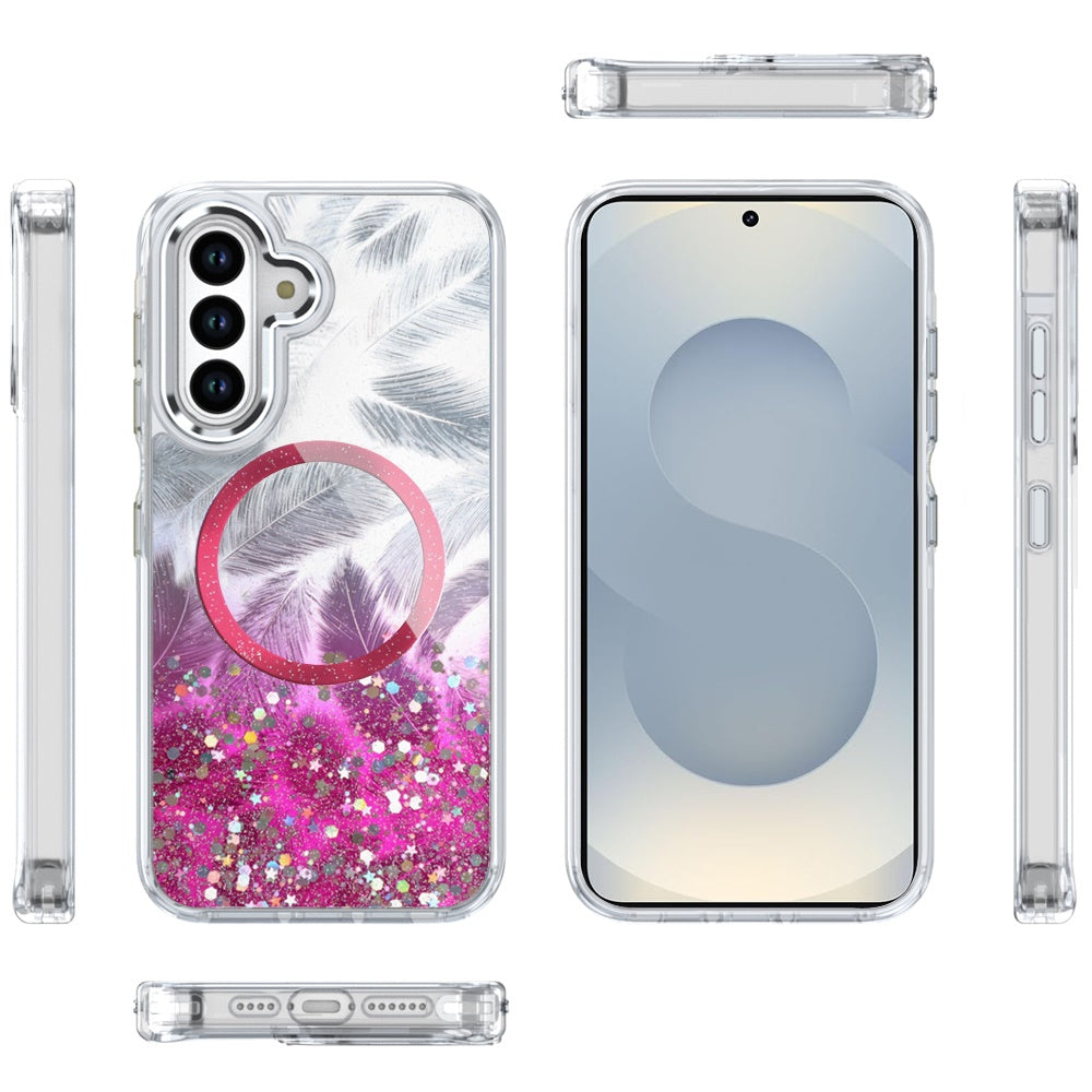 For Samsung Galaxy S26 Epoxy Glitter Shimmer Fashion Case with Magnetic Magsafe Compatible Hybrid Sparkling Slim Protective Case Cover