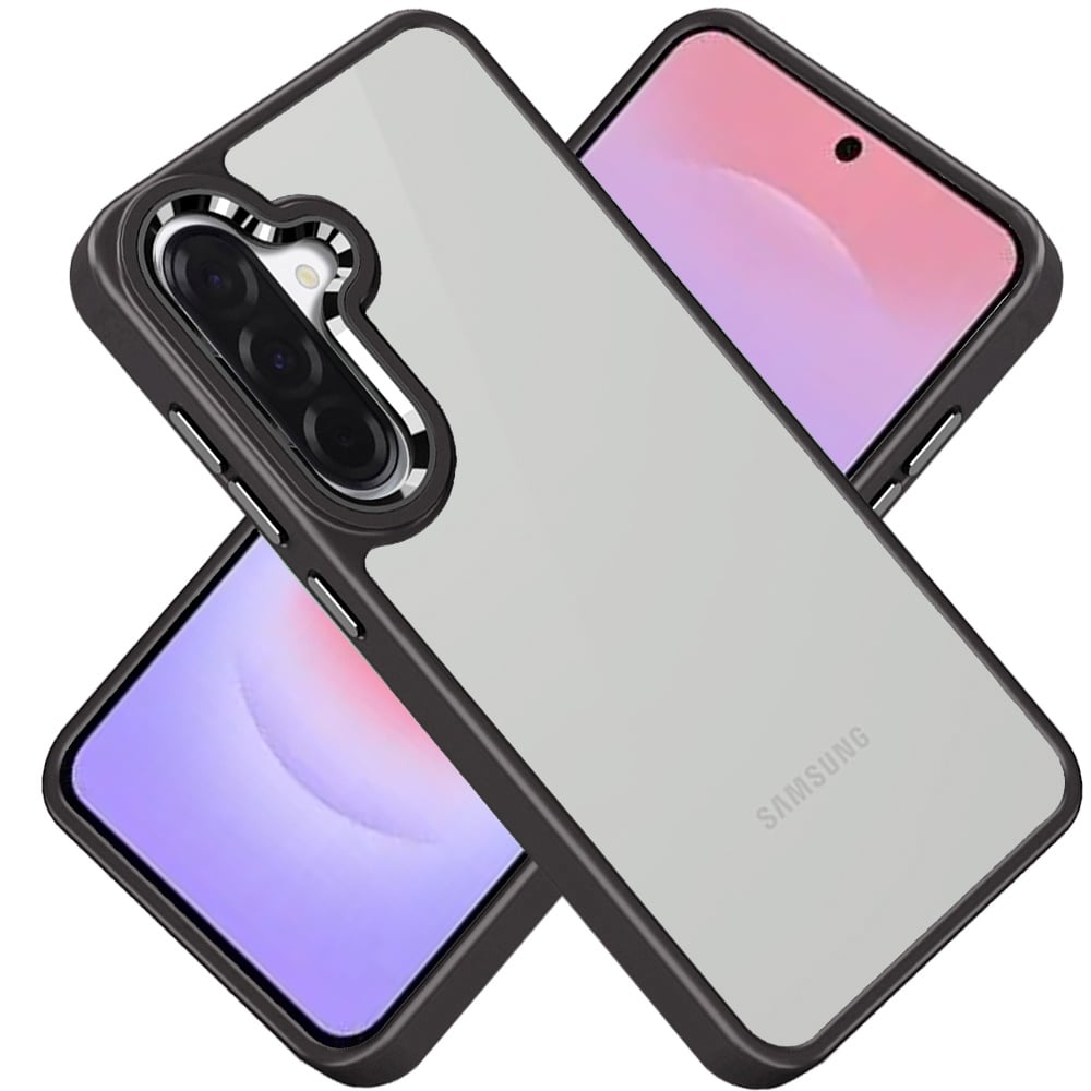 Phone Case for Samsung Galaxy A37 Transparent Thick Acrylic Hybrid Metal Buttons Shockproof Rubber TPU Slim Durable Grip Protective Cover