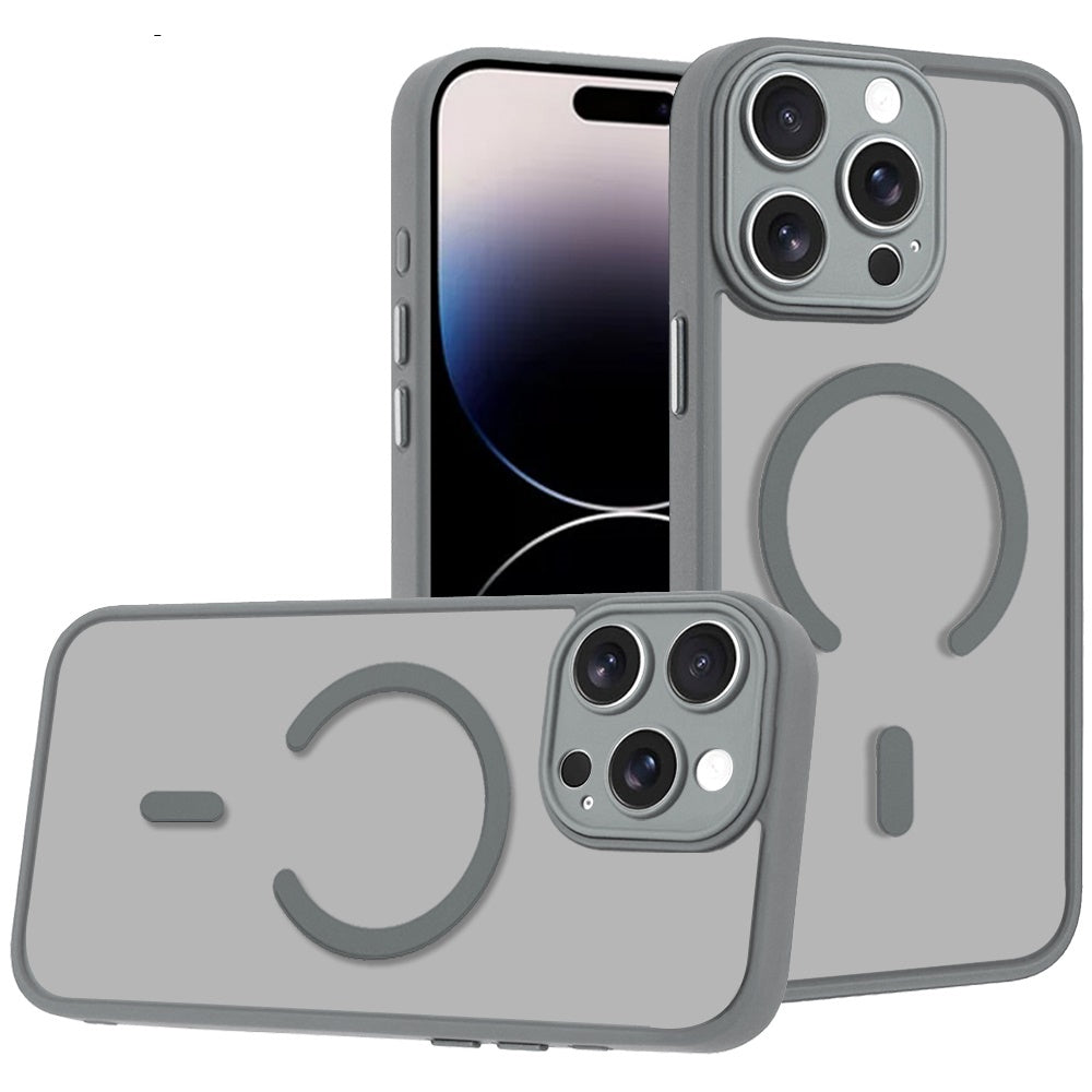Phone Case for Apple iPhone 14 Pro Matte Frosted Magnetic Back Hybrid Hard PC Soft TPU Camera Protection Slim Shock Absorbing Anti Fingerprint Cover