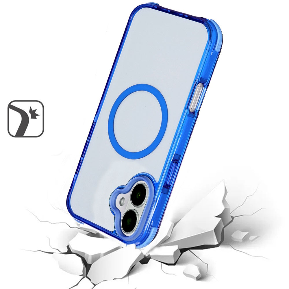 For iPhone 16 (6.1") 3in1 Two Tone Magnetic Hybrid Drop Proof Shockproof Protection Durable Design Secure Grip Multi Layer Protection Compatible Design Case Cover Dark Blue Two Tone