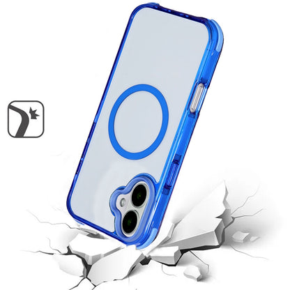 For iPhone 16 (6.1") 3in1 Two Tone Magnetic Hybrid Drop Proof Shockproof Protection Durable Design Secure Grip Multi Layer Protection Compatible Design Case Cover Dark Blue Two Tone