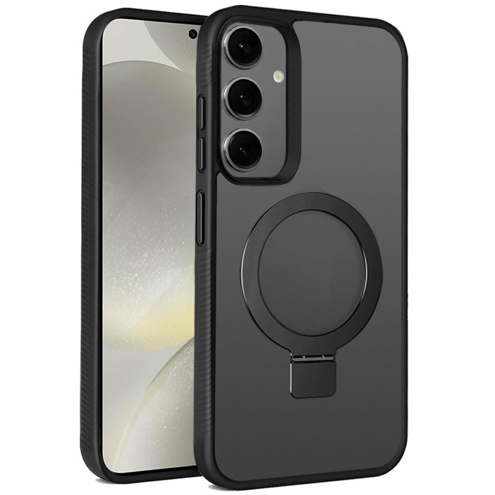 For Samsung Galaxy S25+ /S25 Plus /S24+ Plus Magnetic Circle Kickstand with MagSafe Compatibility, Matte Skin, Rugged Bumper, and Ring Holder Case Cover