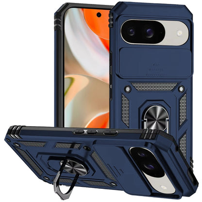 For Google Pixel 9 Pro XL (6.8") Shockproof Edge Bumper with Stand, Camera Lens Protection & 360° Rotate Ring Kickstand Case Cover