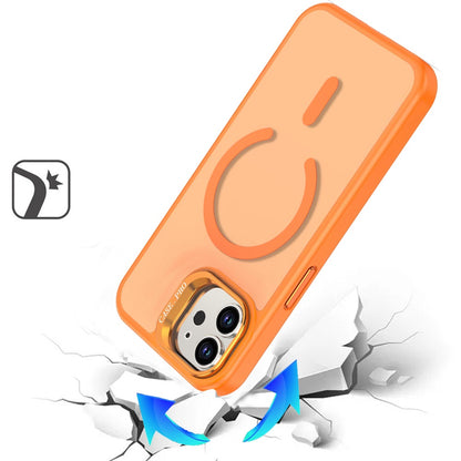 For Apple iPhone 11 MagSafe Compatible Matte Metallic Stand TPU Hybrid Drop Protection Camera Kickstand Case Cover Cosmic Orange
