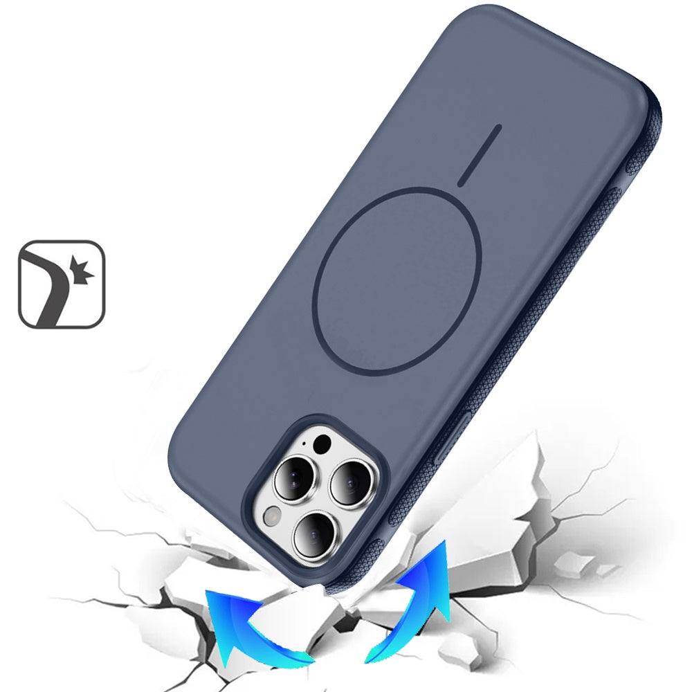 Phone Case for Apple iPhone 15 Pro Max Super Magnetic Matte Hybrid Shockproof Thick Protective Durable Grip Anti Scratch Premium Edge Slim Fit Cover Navy Blue