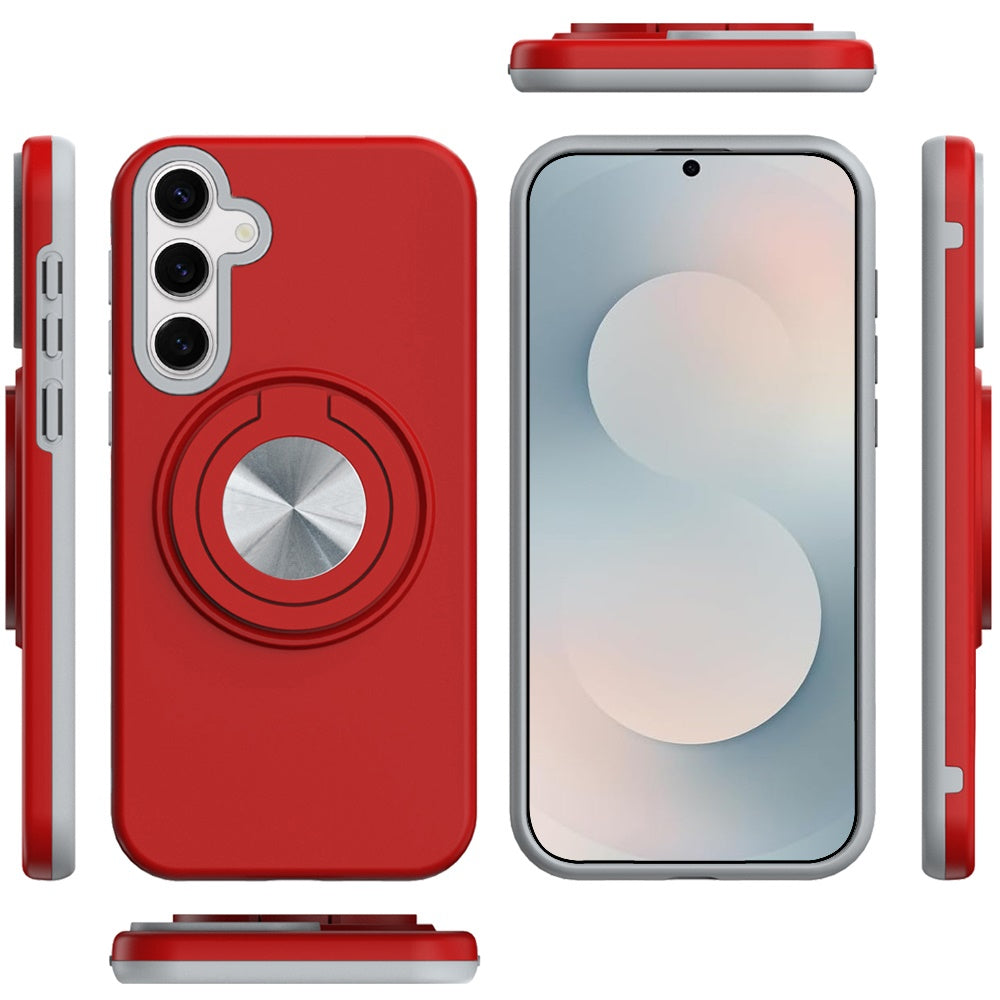 For Samsung Galaxy S26+ / S26 Plus Metal Matte Hybrid with Invisible Rotational Ring Stand, Car Mount Friendly, Military Grade Slim Fit Sturdy Case Cover