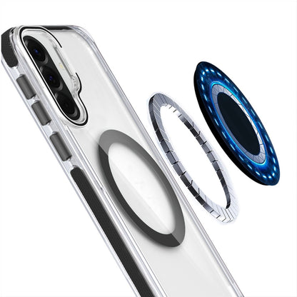 Phone Case for Samsung Galaxy A27 Magnetic Ring Camera Stand Shockproof Hybrid Clear Transparent Metal Bracket Durable Protective Grip Cover