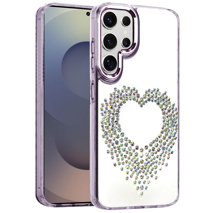 For Samsung Galaxy S26 Angel Hearts Bling Glitter Diamond Hybrid TPU Cover, Colorful Frame Shockproof Protective Back Case Cover