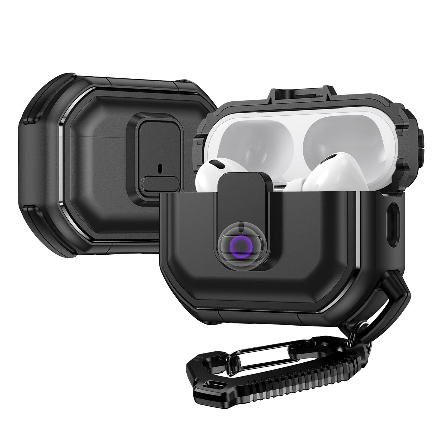 AirPods Case for Apple Airpods Pro 3 Switch Button Shockproof Hybrid Scratch Resistant Dust Proof Wireless Charging Compatible Belt Loop Cover