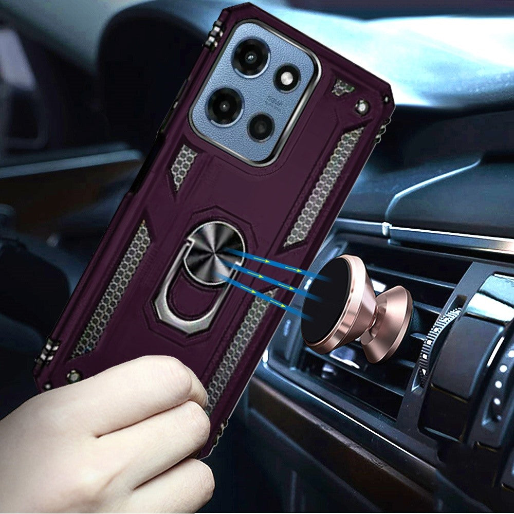 Phone Case for Motorola Moto G 5G 2026/ 2025 Rotatable Ring Stand Shockproof Hybrid Armor Anti Slip Heavy Duty Fit Magnetic Car Mount Durable Grip Cover Purple