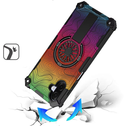 Phone Case Cover for Samsung Galaxy A07 4G Magnetic Invisible Kickstand Holder with CD Texture Design, Shockproof Hybrid Military Grade Heavy Duty Cover