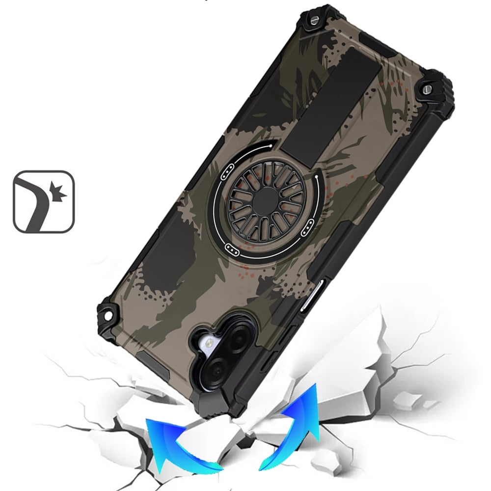 Phone Case Cover for Samsung Galaxy A07 4G Magnetic Invisible Kickstand Holder with CD Texture Design, Shockproof Hybrid Military Grade Heavy Duty Cover