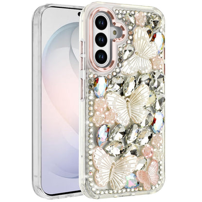 Luxury 3D Floral Butterfly Bling Rhinestone Glitter Shockproof Stylish Protective Hybrid Designer Metallic