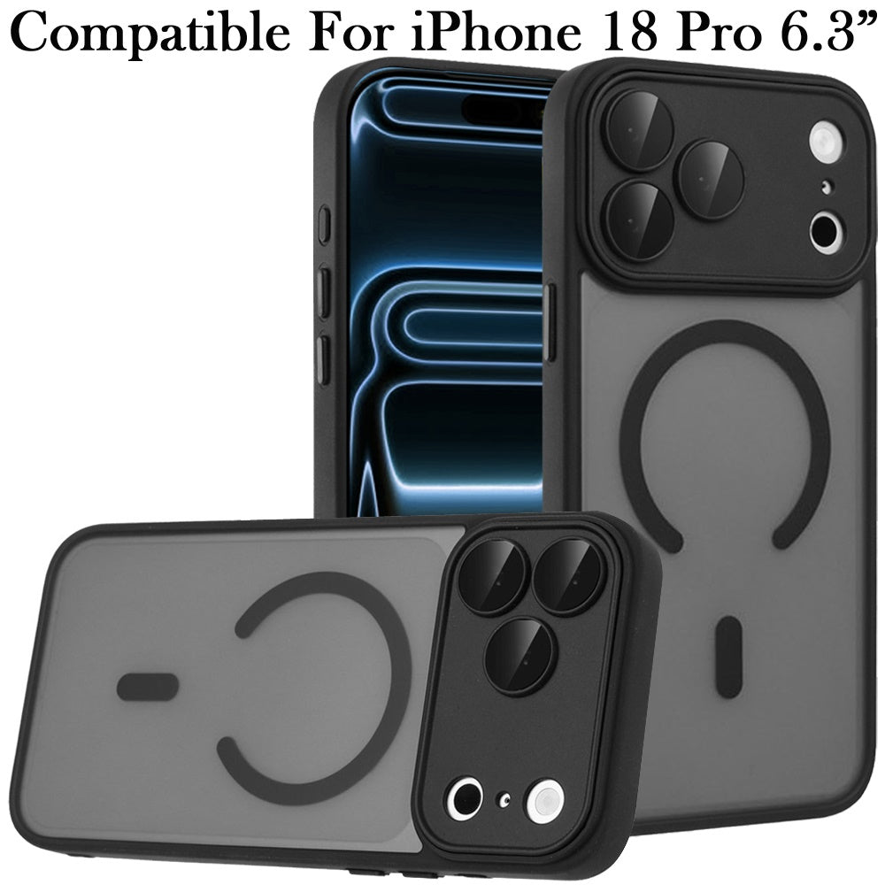 Phone Case for Apple iPhone 18 Pro Matte Frosted Magnetic Back Hybrid Hard PC Soft TPU Camera Protection Slim Shock Absorbing Anti Fingerprint Cover