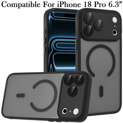 Phone Case for Apple iPhone 18 Pro Matte Frosted Magnetic Back Hybrid Hard PC Soft TPU Camera Protection Slim Shock Absorbing Anti Fingerprint Cover