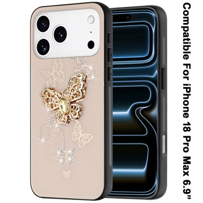 Phone Case for Apple iPhone 18 Pro Max Diamond 3D Fashion Floral Glitter Engraved Luxury Bling Hybrid Shockproof Chrome Edge Protective Grip Cover