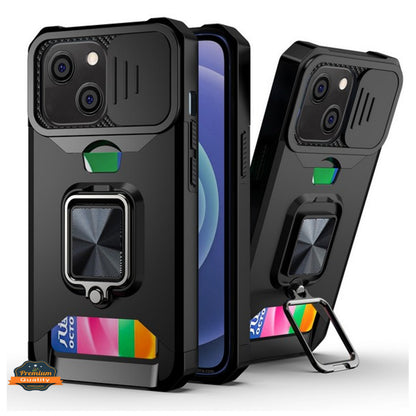 Phone Case Cover for Motorola Moto G Stylus 5G 2026 Wallet Case with Slide Camera Protector, Credit Card Slot, Ring Sand, Magnetic Car Mount Cover