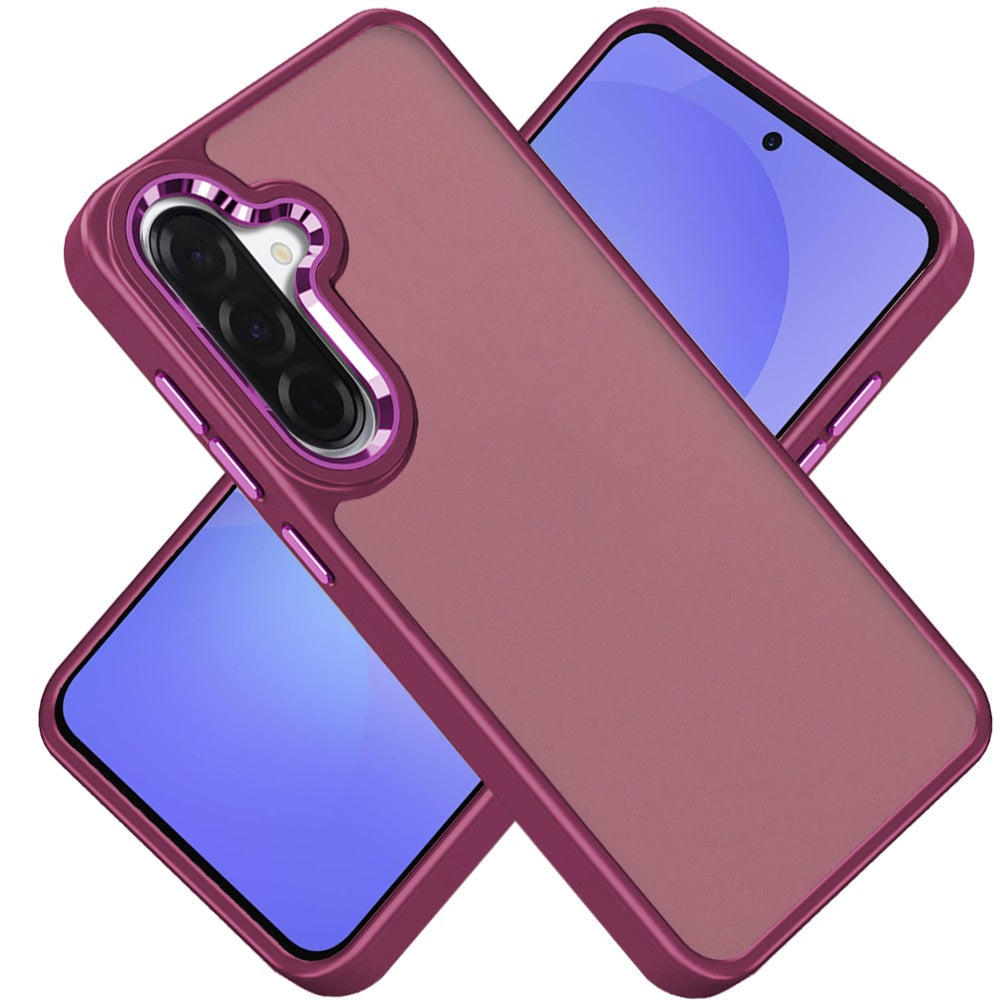 Phone Case for Samsung Galaxy A37 Polished Acrylic Hybrid TPU Slim Shockproof Metal Button Thick Durable Grip Camera Protection Anti-Scratch Cover