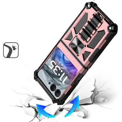For Motorola Razr 2025 /2024 Hybrid Shockproof [Military Grade] Rugged Protective with Magnetic Car Mount & Invisible Stand Case Cover