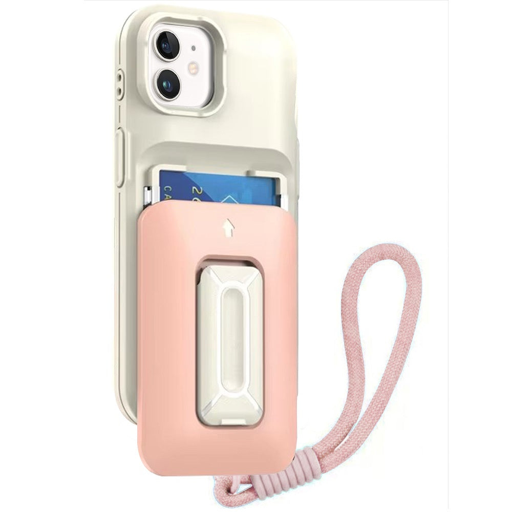 For Apple iPhone 11 Wallet Case with 2- Credit Card Holder, Wrist Strap & Kickstand Hybrid Shockproof TPU Case Cover