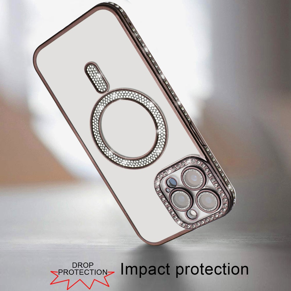 For Samsung Galaxy S25 Ultra Bling Case with Diamond Magnetic Circle, Transparent Slim Shockproof Hybrid Slim Fit Case Cover