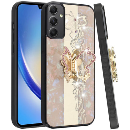 Diamond 3D Fashion Floral Glitter Engraved Luxury Bling Hybrid Shockproof Chrome Edge Protective Grip