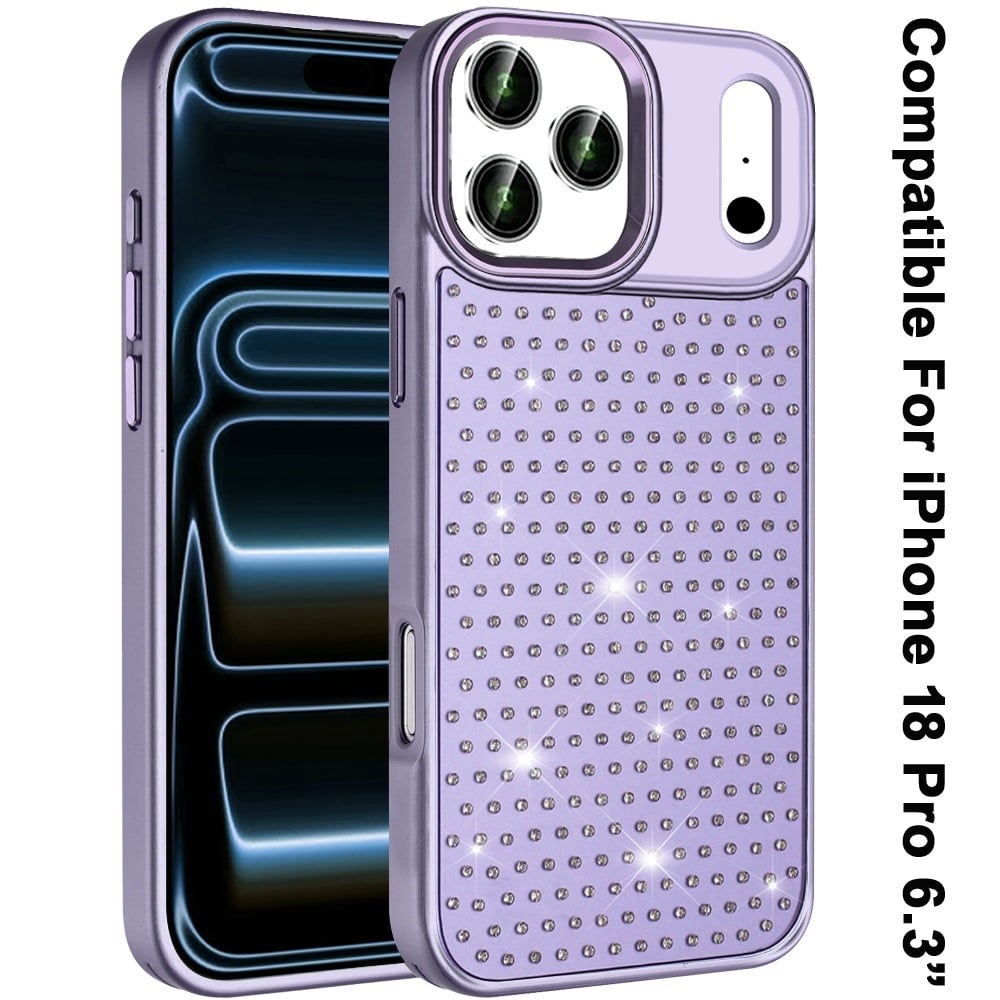 Phone Case for Apple iPhone 18 Pro Luxury Diamond Bling Sparkle Chrome Metallic Edge Shockproof Durable Protective Stylish Premium Hybrid Design Cover