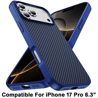 For Apple iPhone 17 Pro (6.3") Carbon Fiber Design with Magnetic HQ 2.0mm Thick Hybrid Shockproof Rubber Hard PC Case Cover