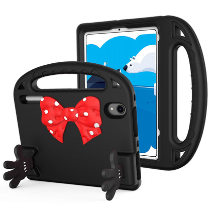 For Hybrid Shockproof Tablet with Bow Hands Kickstand Antislip Rubber TPU Kid-Friendly Drop Protection Black Tablet Case Cover