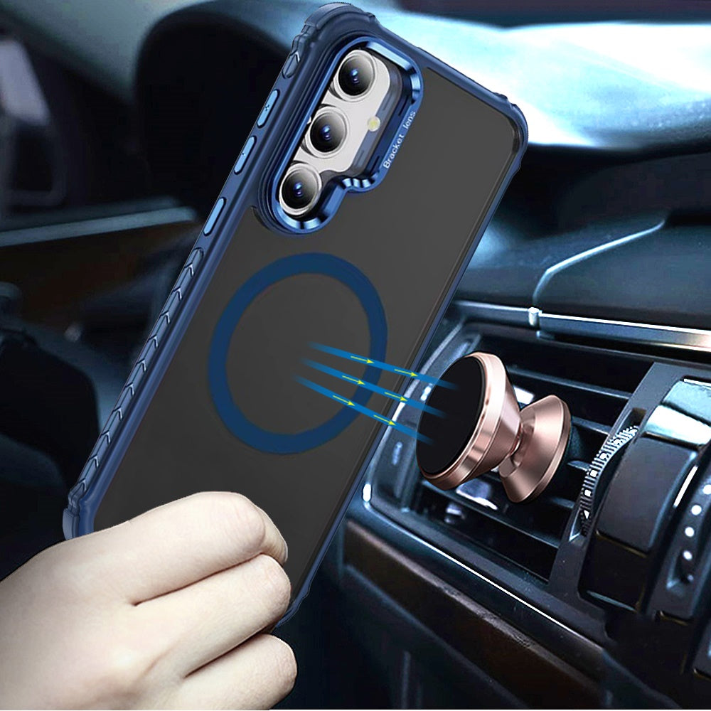 For Samsung Galaxy S25 /S24 Hybrid Metal Camera Stand Ring Sturdy, Compatible with MagSafe, Matte Hard TPU Colorful Edge Case Cover